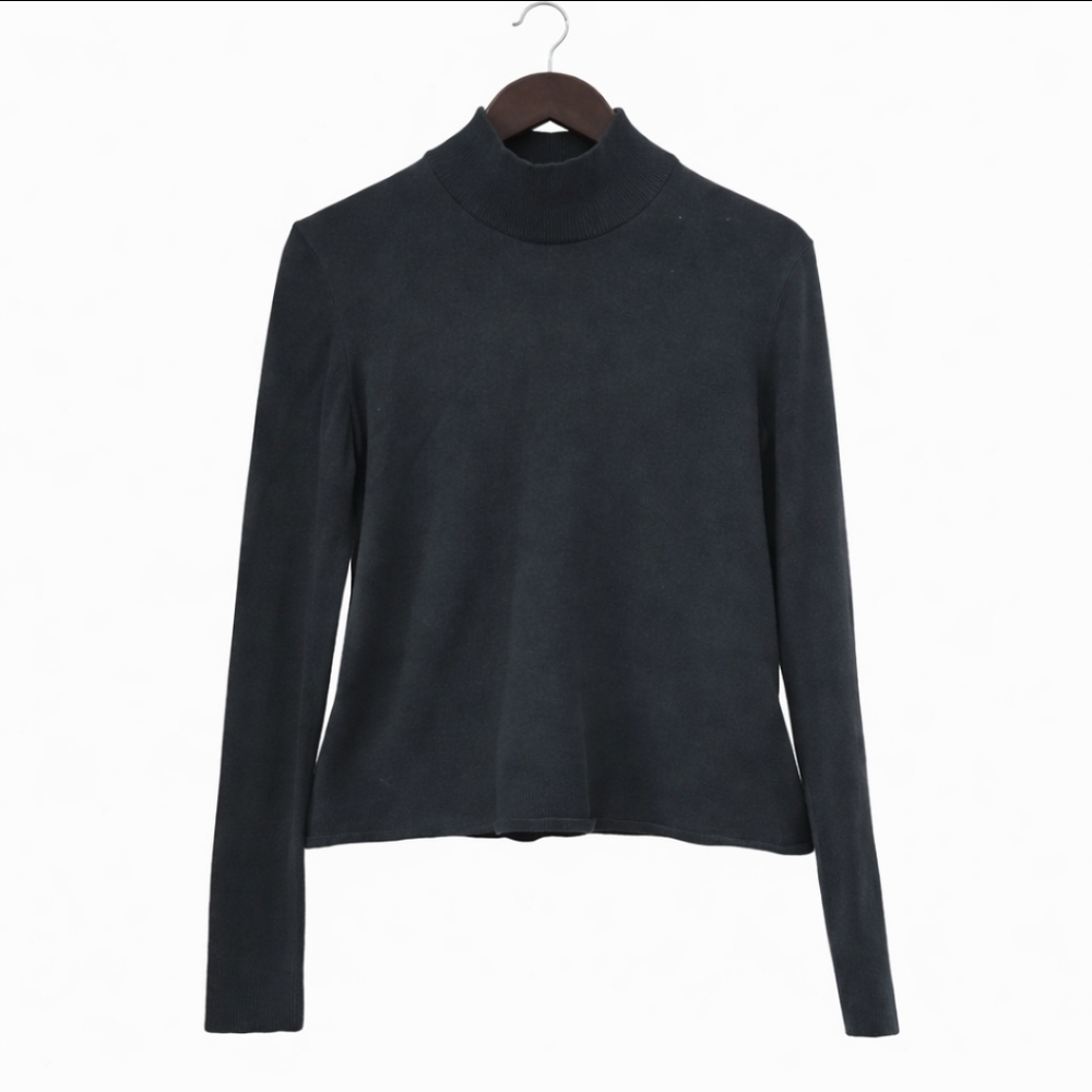 Talbots Blue/Green Cotton Mock Turtleneck Sz Lg
